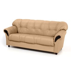 Dīvāns Rosa, 3 vietīgs, pārklāts ar ādu, Diivan Rosa, 3-kohaline, kaetud nahaga - beež 5130, musta värvi jalad cena un informācija | Dīvāni | 220.lv