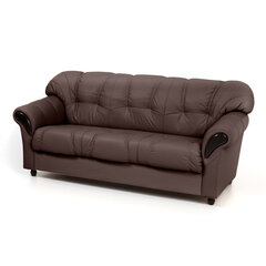 Dīvāns Rosa, 3 vietīgs, pārklāts ar ādu, Diivan Rosa, 3-kohaline, kaetud nahaga - pruun 8040, musta värvi jalad цена и информация | Диваны | 220.lv