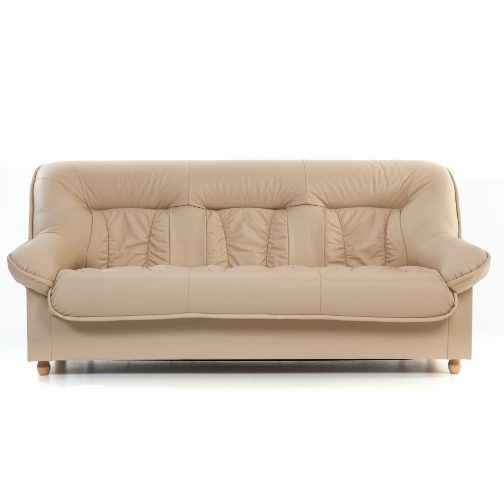 Dīvāns Spencer, 3-vietīgs, klāts ar ādu, bērza kājas, Diivan Spencer, 3-kohaline, kaetud nahaga - must 0100, jalad - kask cena un informācija | Dīvāni | 220.lv
