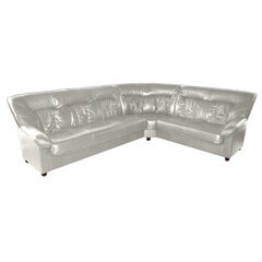 Stūra dīvāns Spencer 3n3, pārklāts ar ādu, Nurgadiivan Spencer 3n3, kaetud nahaga - valge 5007, jalad musta värvi cena un informācija | Stūra dīvāni | 220.lv