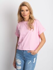 Sieviešu pamata kokvilnas t-krekls, rozā цена и информация | Женские блузки, рубашки | 220.lv