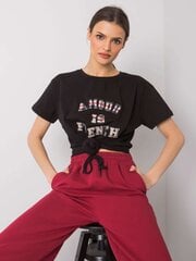 Sieviešu krekls ar uzrakstu, melns цена и информация | Женские футболки | 220.lv