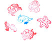 Zīmogu komplekts Jūras dzīvnieki rozā цена и информация | Modelēšanas un zīmēšanas piederumi | 220.lv
