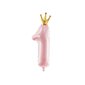 Folijas gaisa balons "1 ar kroni" rozā, 90 cm cena un informācija | Svētku dekorācijas | 220.lv