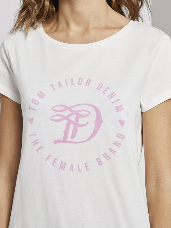 Tom Tailor sieviešu krekls 1016431*10332, balts/rozātest cena un informācija | T-krekli sievietēm | 220.lv