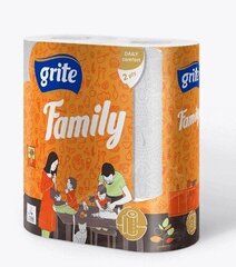 Полотенца кухонные Grite FAMILY, белые, 2-х слойные, 2x14= 28 шт. цена и информация | Туалетная бумага, бумажные полотенца | 220.lv