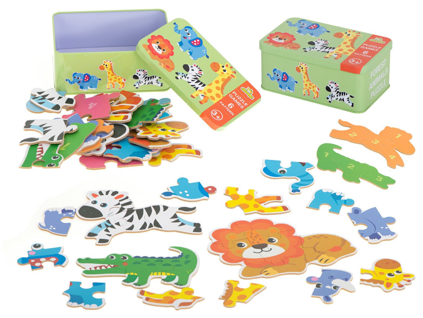 Puzle metāla kastē, safari 25gab cena un informācija | Rotaļlietas zīdaiņiem | 220.lv