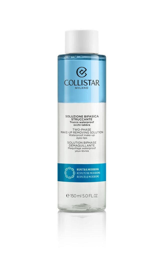 Divfāžu ūdensizturīgs acu un lūpu kosmētikas noņemšanas līdzeklis Collistar Two-Phase Make-up Removing Solution 150 ml cena un informācija | Sejas ādas kopšana | 220.lv