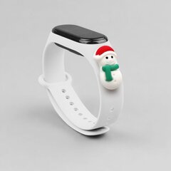 Ремешок Fusion Xmas Snowman для часов Xiaomi Mi Band 3 / 4, белый цена и информация | Аксессуары для смарт-часов и браслетов | 220.lv