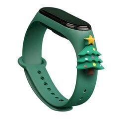 Ремешок Fusion Xmas Christmas Tree для часов Xiaomi Mi Band 3 / 4, зеленый цена и информация | Аксессуары для смарт-часов и браслетов | 220.lv