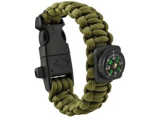 Paracord Armband Army Green 5in1 Tool Survival Outdoor Active cena un informācija | Viedpulksteņu un viedo aproču aksesuāri | 220.lv