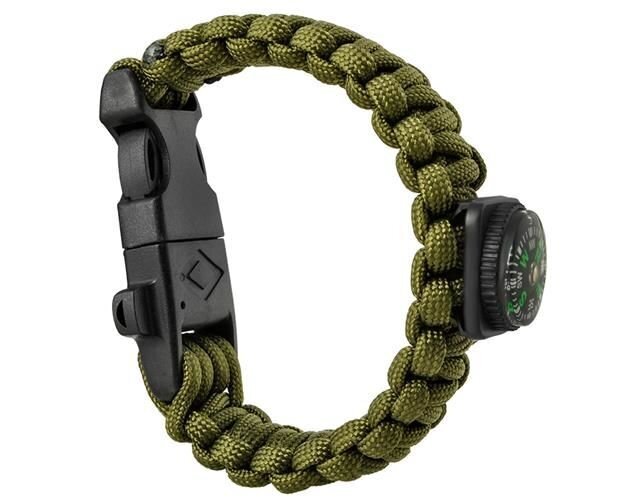 Paracord Armband Army Green 5in1 Tool Survival Outdoor Active cena un informācija | Viedpulksteņu un viedo aproču aksesuāri | 220.lv