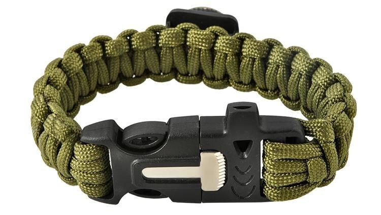 Paracord Armband Army Green 5in1 Tool Survival Outdoor Active cena un informācija | Viedpulksteņu un viedo aproču aksesuāri | 220.lv