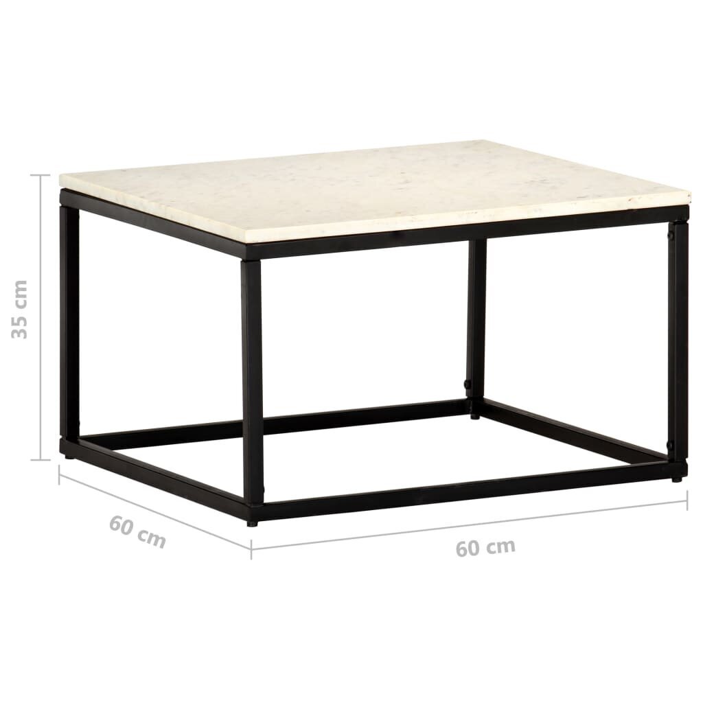 vidaXL kafijas galdiņš, 60x60x35 cm, akmens, balta marmora tekstūra cena un informācija | Žurnālgaldiņi | 220.lv