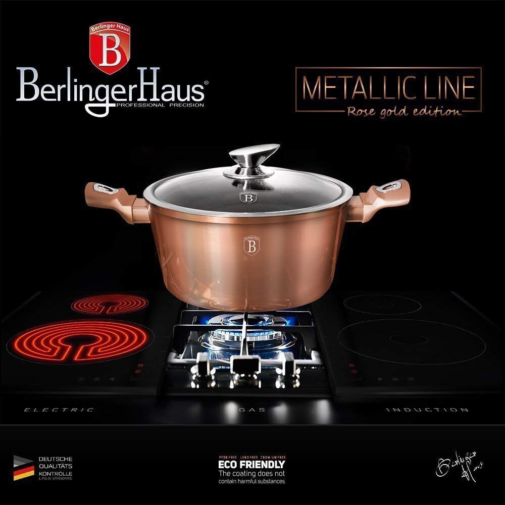 Berlinger Haus Metallic Line Rose Gold katlu un pannu komplekts, 11 daļu cena un informācija | Katli, tvaika katli | 220.lv