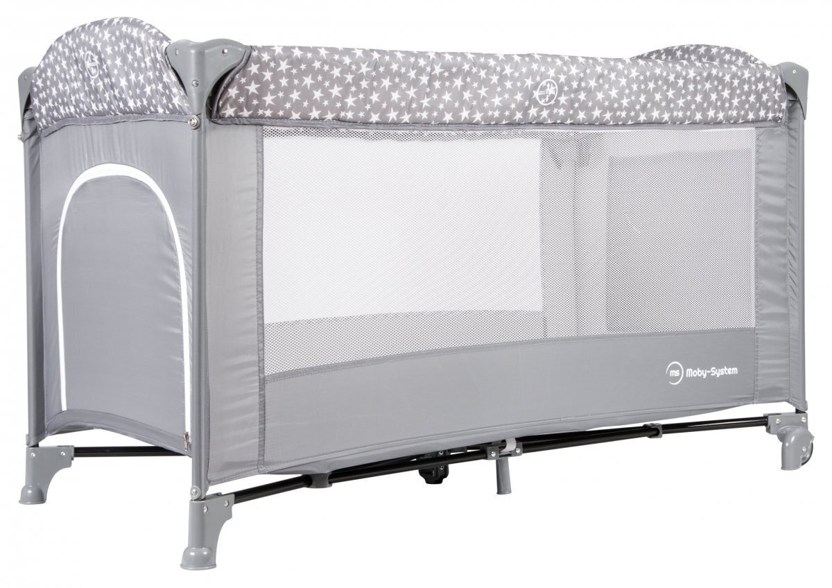 Bērnu gultiņa / manēža Happy Traveller BASIC PLUS - pelēka цена и информация | Manēžas | 220.lv