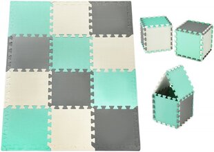 Putuplasta puzle (12 gab.) - izglītojošs paklājiņš, 120 x 90 x 1,2 cm, piparmētru krāsas apmale cena un informācija | Attīstošie paklājiņi | 220.lv