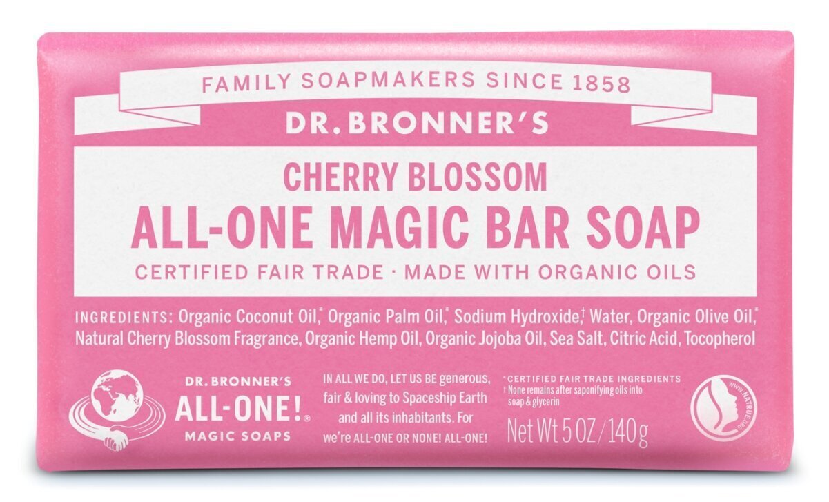 Ekoloģiskās Kastīlijas ziepes Dr. Bronner's Cherry-Blossom, 140 g cena un informācija | Ziepes | 220.lv