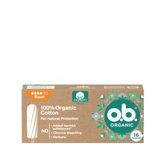 Тампоны O.B. Organic Super 16 шт. цена и информация | Тампоны, гигиенические прокладки для критических дней, ежедневные прокладки | 220.lv