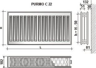 Radiators PURMO C 22 600-1000 cena un informācija | Apkures radiatori | 220.lv