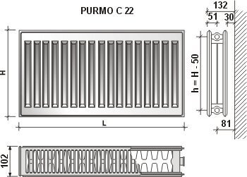 Radiators PURMO C 22 600-1000 cena un informācija | Apkures radiatori | 220.lv