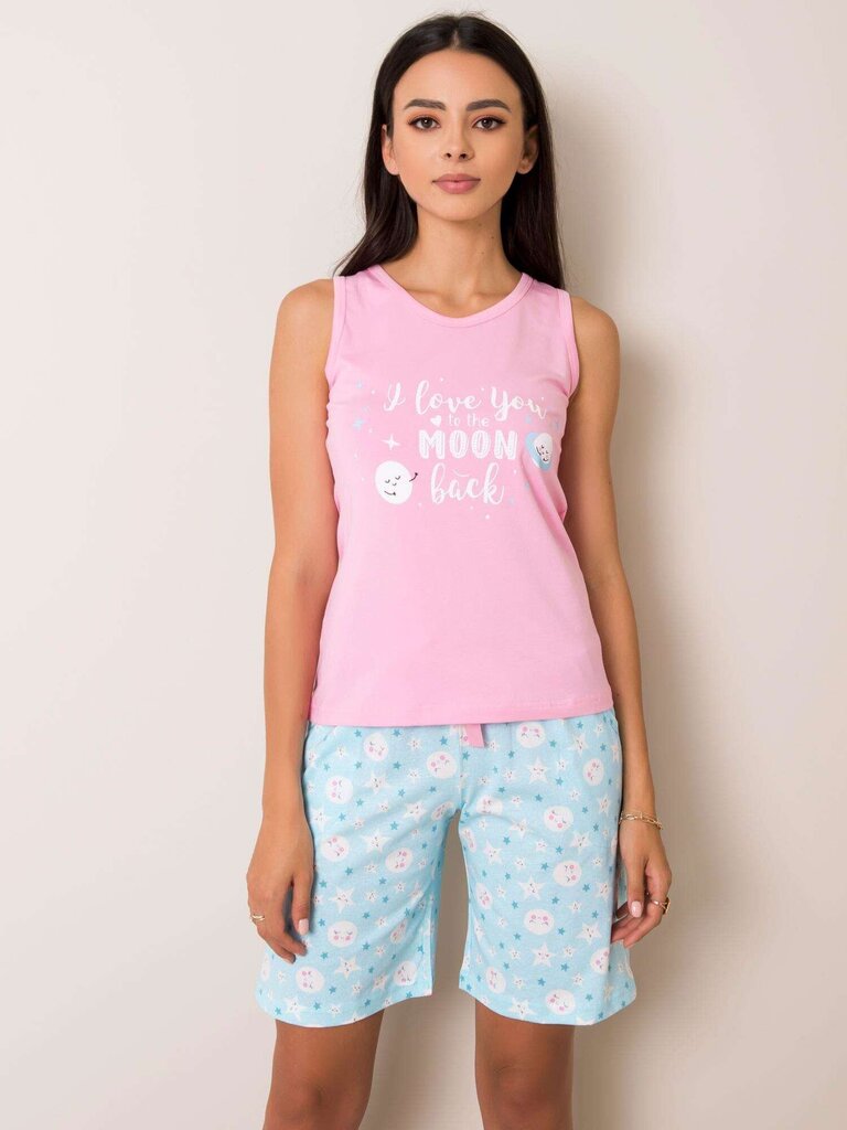 Pidžama ar apdruku sievietēm, rozā/zila cena un informācija | Naktskrekli, pidžamas | 220.lv