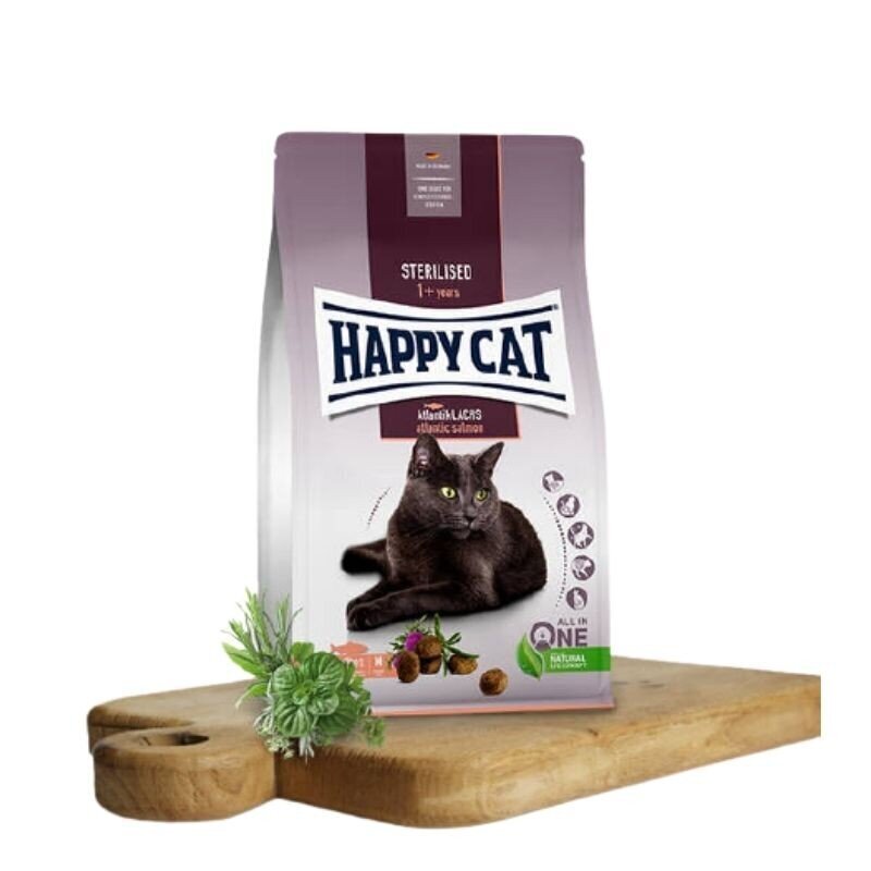 Happy Cat barība ar lasi sterilizētiem kaķiem Sterilised Atlantik Lachs, 10 kg cena un informācija | Sausā barība kaķiem | 220.lv