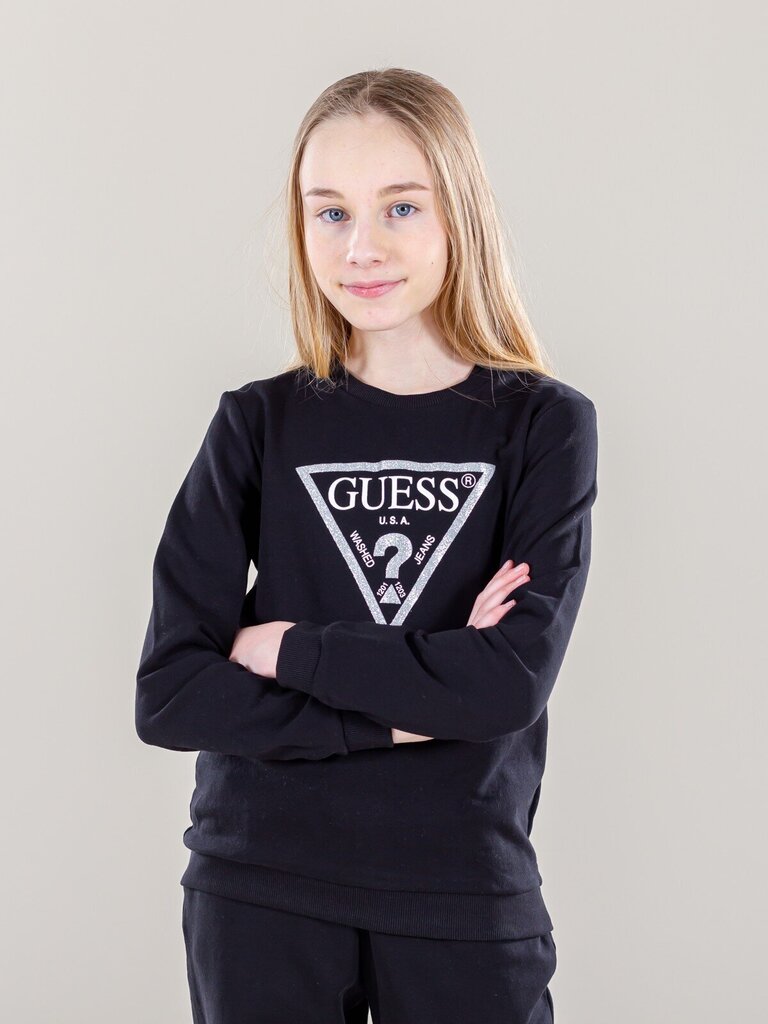 Guess T-krekls J74Q10*A996, melns/sudrabains цена и информация | Krekli, bodiji, blūzes meitenēm | 220.lv