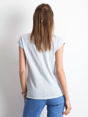 Kokvilnas T-krekls ar kakla izgriezumu sievietēm, gaiši zilā krāsā cena un informācija | Blūzes, sieviešu krekli | 220.lv