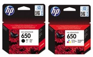 Oriģinālais tintes komplekts HP 650 Black + HP 650 TriColor cena un informācija | Tintes kārtridži | 220.lv