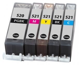Analogās tintes komplekts Canon PGI-520 (PGBK) / CLI-521 (C/M/Y/BK) cena un informācija | Tintes kārtridži | 220.lv