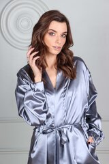 Шелковый халат с широкой резиной и карманами, серебристого цвета цена и информация | Женские халаты | 220.lv