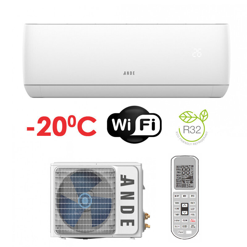 Gaisa kondicionieris / siltumsūknis gaiss-gaiss Ande Jupiter 7,2 / 7,2 kW R32 ar WI-FI UN-H24 / JAR32 (-20 °C) cena un informācija | Gaisa kondicionieri, siltumsūkņi, rekuperatori | 220.lv