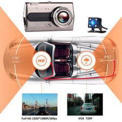 Automašīnas kamera V5 ar dubultu objektīvu un HD ekrānu cena un informācija | Auto video reģistratori | 220.lv