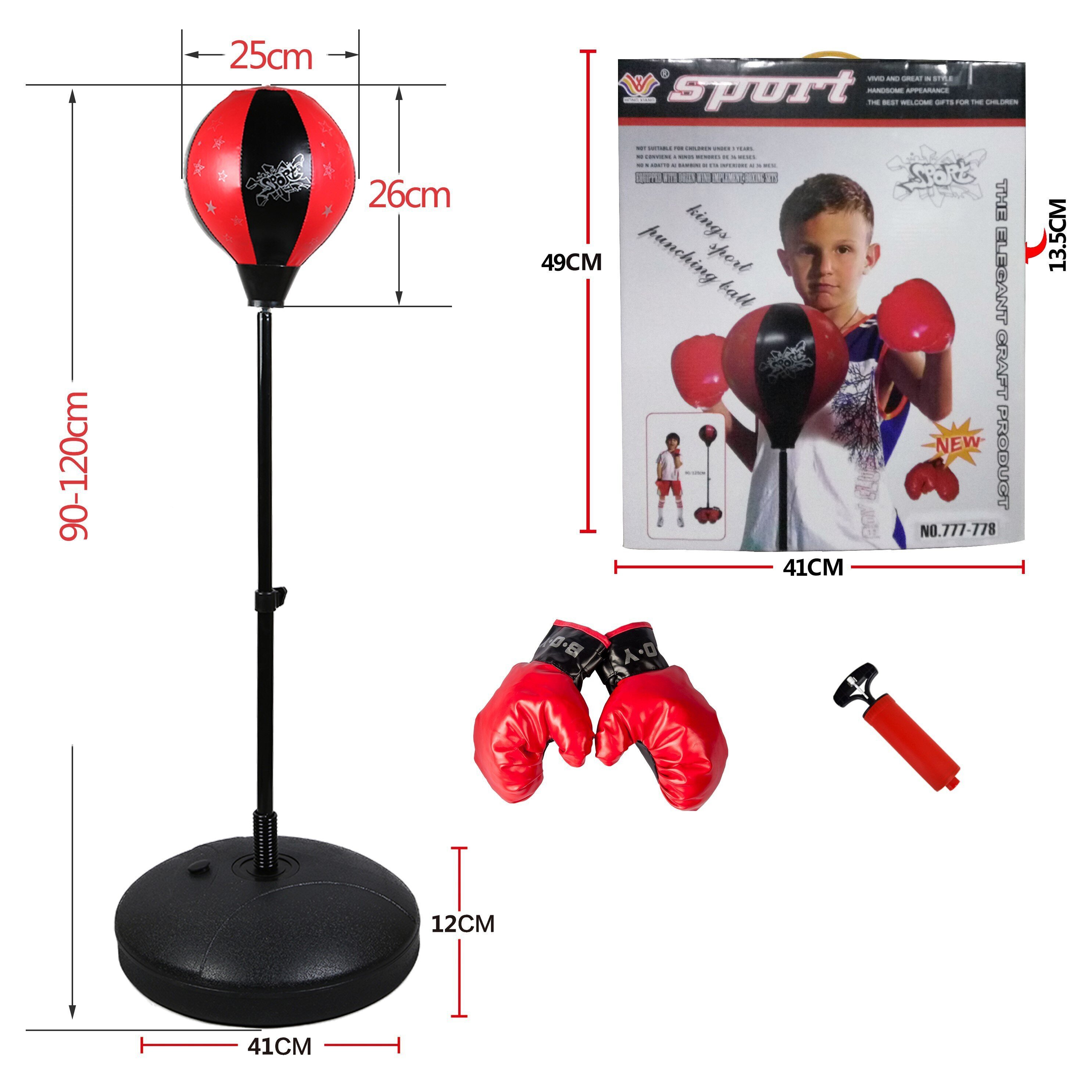 Bērnu boksa komplekts ar regulējamu statīvu, 120 cm cena | 220.lv