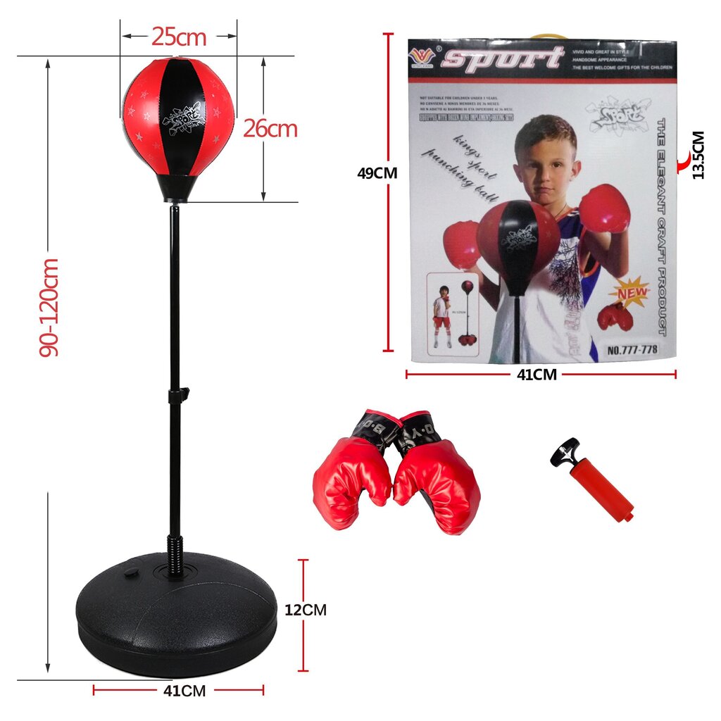 Bērnu boksa komplekts ar regulējamu statīvu, 120 cm цена и информация | Spēles brīvā dabā | 220.lv