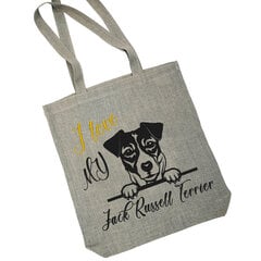 Льняная сумка для покупок с вышивкой «I love my jack russell terrier» цена и информация | Сумки для покупок | 220.lv