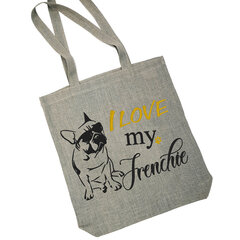 Льняная сумка для покупок с вышивкой «I love my frenchie» цена и информация | Сумки для покупок | 220.lv