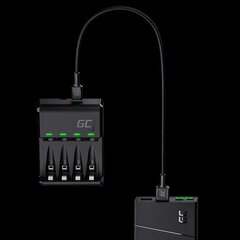 Green Cell GC VitalCharger Ni-Mh AA un AAA akumulatora lādētājs ar mikro USB un USB-C portu цена и информация | Зарядные устройства для фотокамер | 220.lv