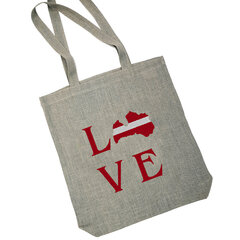Льняная сумка для покупок с вышивкой «LOVE LV» цена и информация | Сумки для покупок | 220.lv