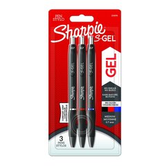 Pildspalva „Sharpie" S GEL zils/melns/sarkans spīdīgs 3 gab. цена и информация | Механические инструменты | 220.lv