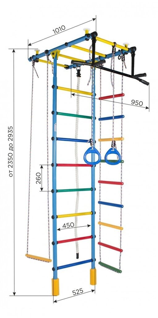 Sporta komplekss (vingrošanas siena) ATLANT, balts-melns, 235-293x52,5 cm cena un informācija | Zviedru sienas | 220.lv