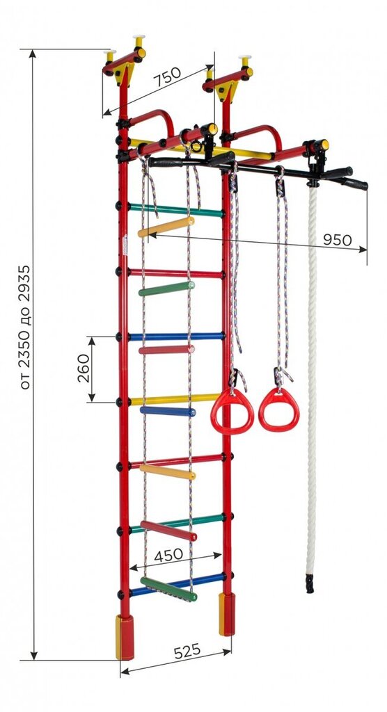 Sporta komplekss (vingrošanas siena), Žirafe, balts - salātzaļš, 235-293x52,5 cm cena un informācija | Zviedru sienas | 220.lv