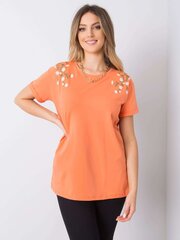 Oranžs sieviešu krekls ar ziedu izšuvumiem. cena un informācija | Blūzes, sieviešu krekli | 220.lv