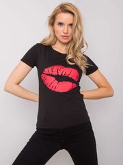 черная футболка с принтом tiziana och bella цена и информация | Женские блузки, рубашки | 220.lv