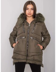 Sieviešu haki krāsas ziemas jaka ar kapuci. cena un informācija | Sieviešu virsjakas | 220.lv