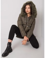 Sieviešu haki krāsas ziemas jaka ar kapuci. cena un informācija | Sieviešu virsjakas | 220.lv