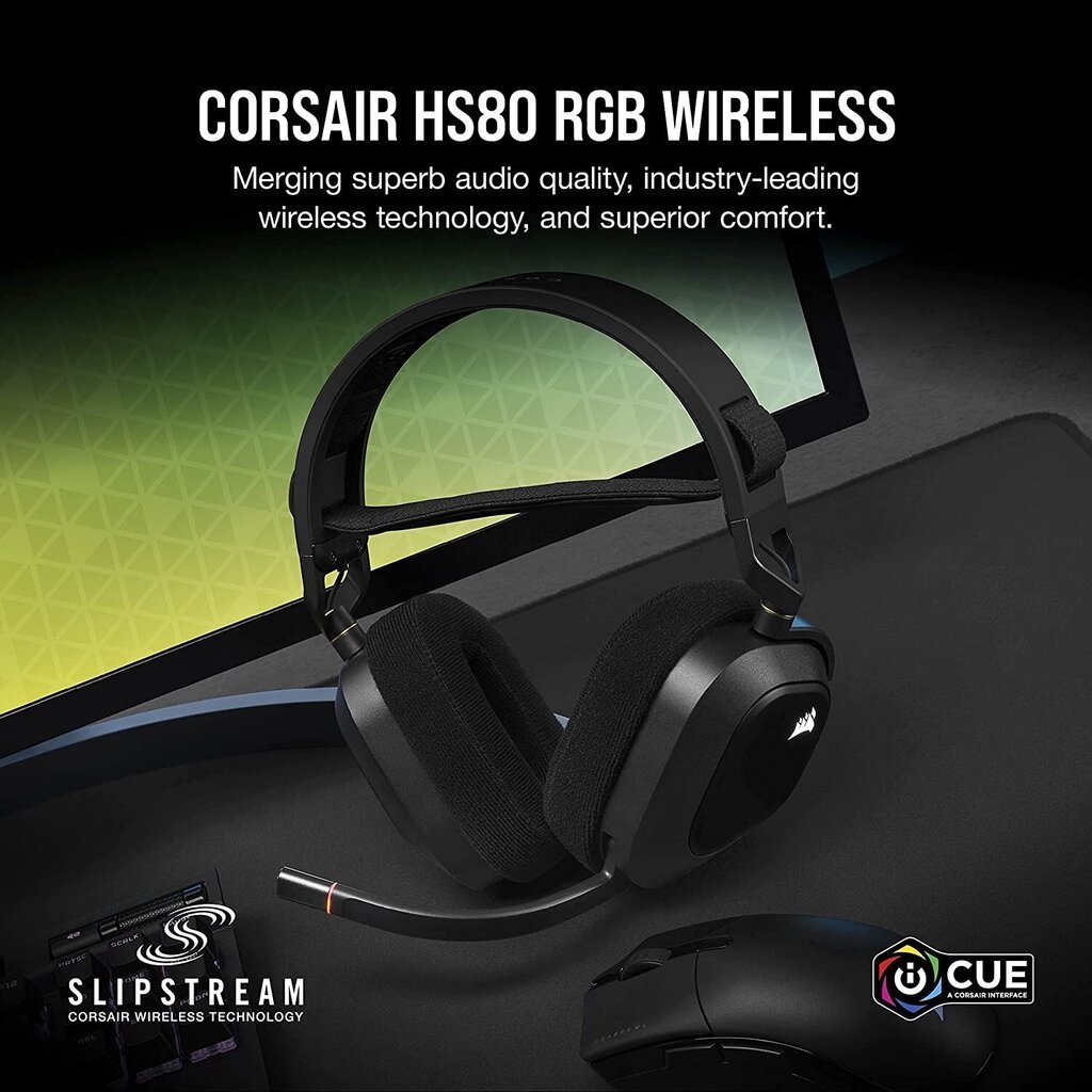 Corsair HS80 RGB Wireless Black cena un informācija | Austiņas | 220.lv