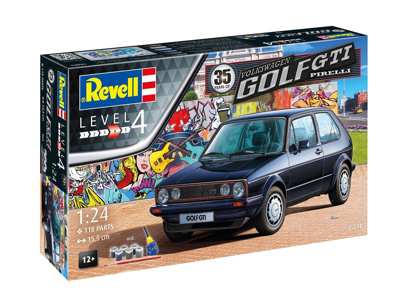 Konstruktors Revell - 35 Years VW Golf 1 GTI Pirelli dāvanu komplekts, 1/24, 05694 цена и информация | Konstruktori | 220.lv