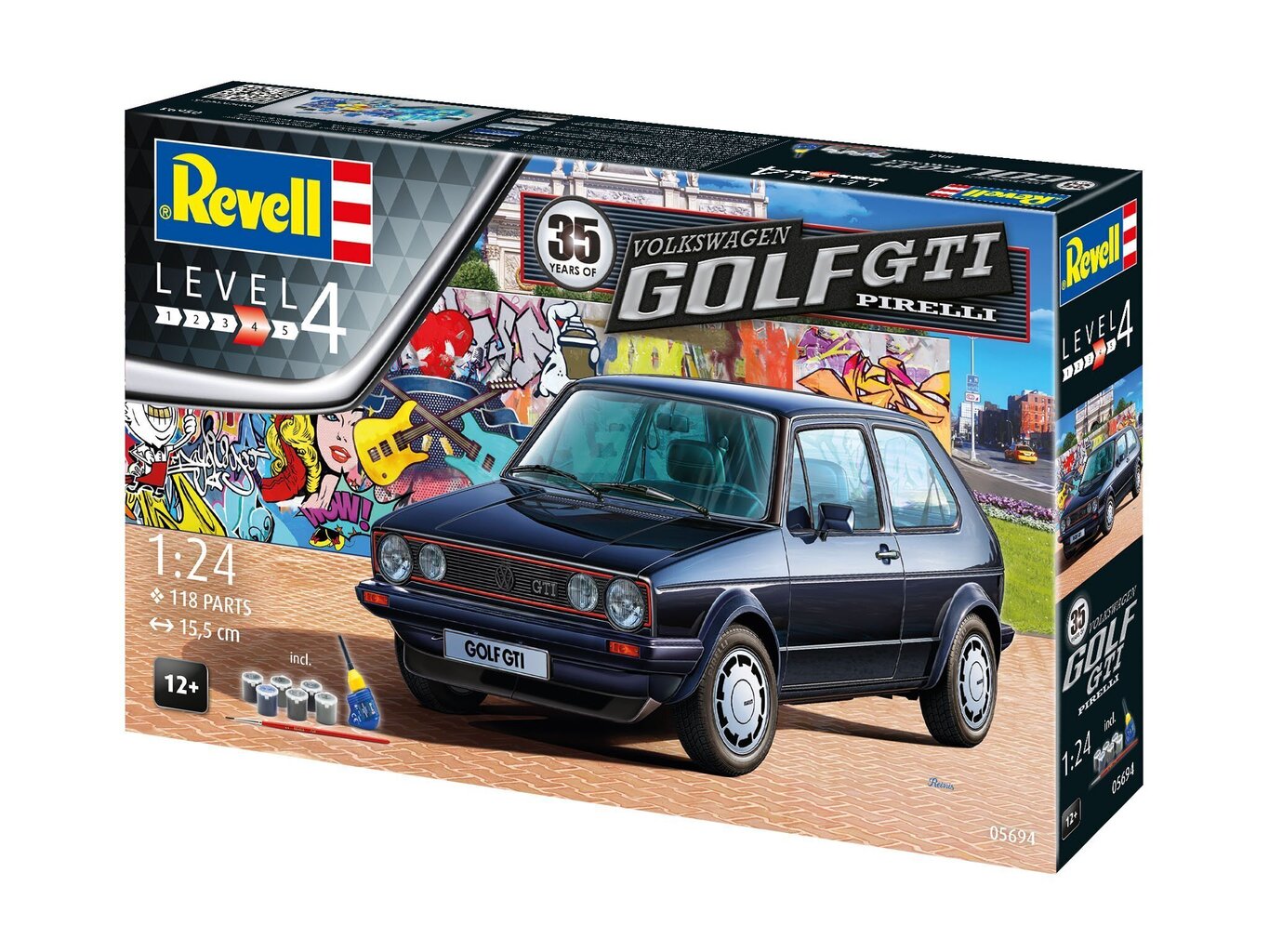 Konstruktors Revell - 35 Years VW Golf 1 GTI Pirelli dāvanu komplekts, 1/24, 05694 cena un informācija | Konstruktori | 220.lv